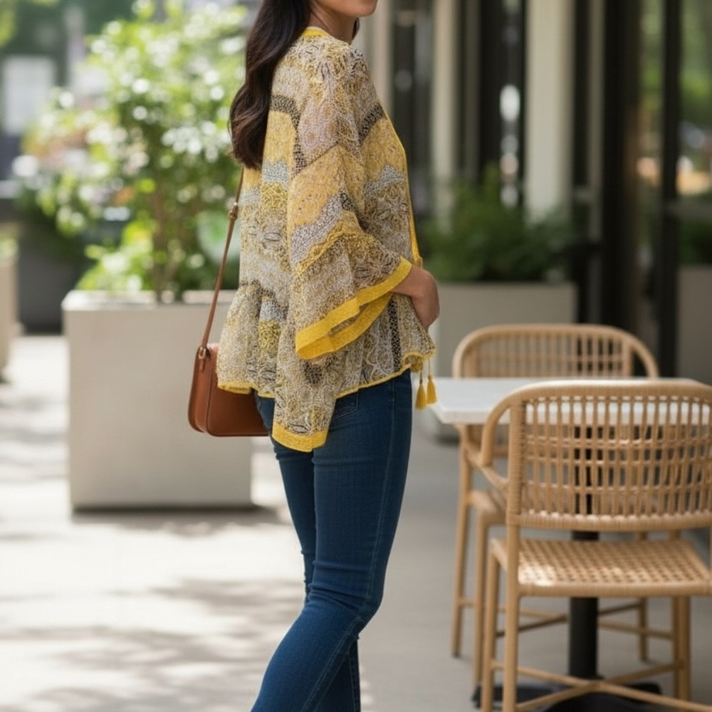 Easel Sunlit Patchwork Kimono - image 2